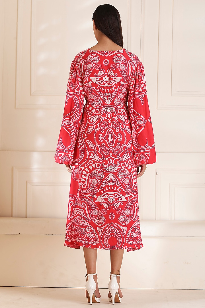 Red Ocean Printed Vacation Dress by Alpona Designs at Pernia's Pop Up Shop
