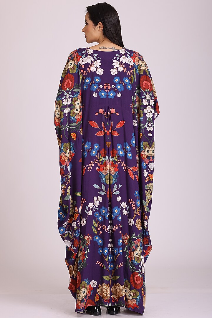 Multi-Coloured Floral Printed Kaftan Vacation Dress by Alpona Designs at Pernia's Pop Up Shop