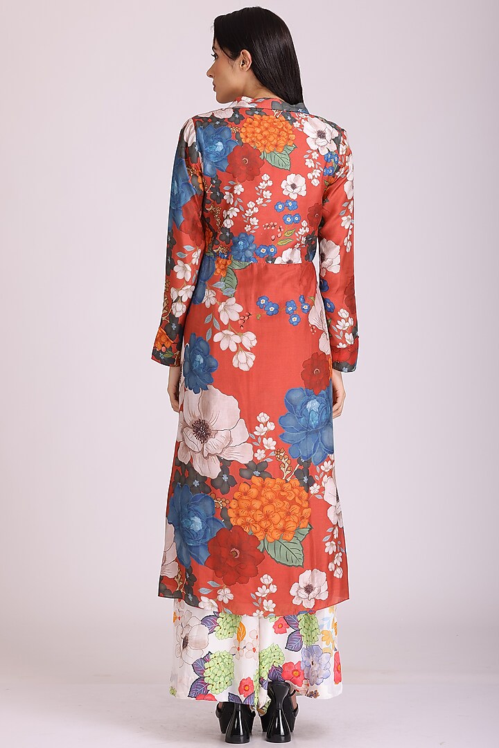 Brown Cotton Silk Printed Jacket Set by Alpona Designs at Pernia's Pop Up Shop