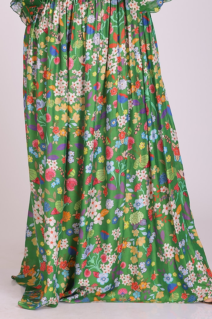 Green Floral Printed Vacation Dress by Alpona Designs at Pernia's Pop Up Shop