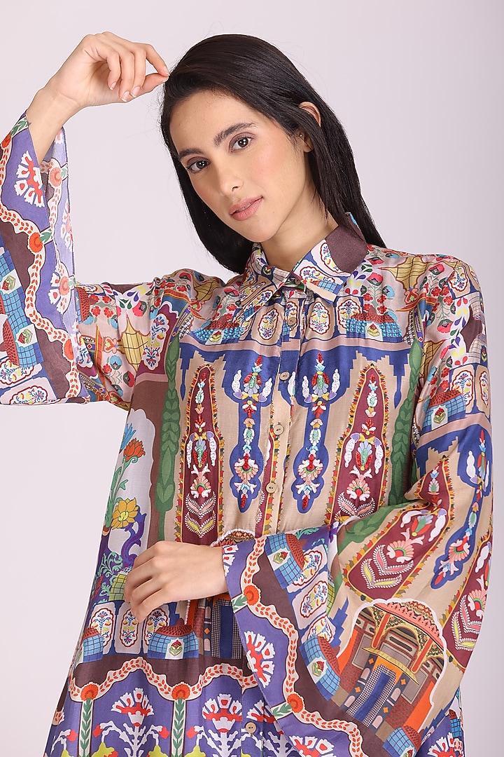 Multi-Colored Printed Vacation Dress by Alpona Designs at Pernia's Pop Up Shop