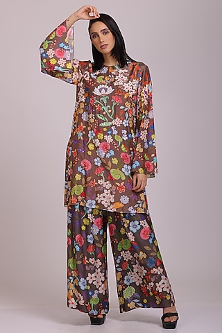 Brown Printed Tunic Set by Alpona Designs