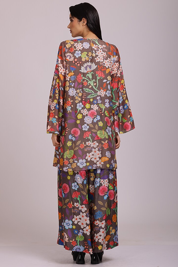 Brown Printed Tunic Set by Alpona Designs at Pernia's Pop Up Shop