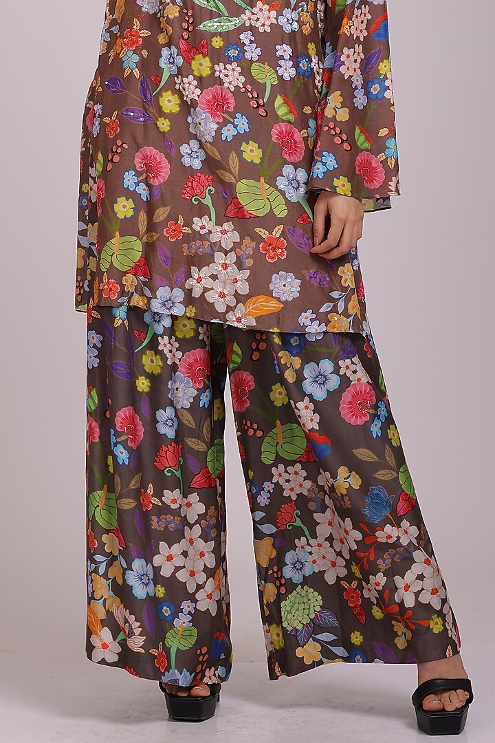 Brown Printed Tunic Set by Alpona Designs at Pernia's Pop Up Shop
