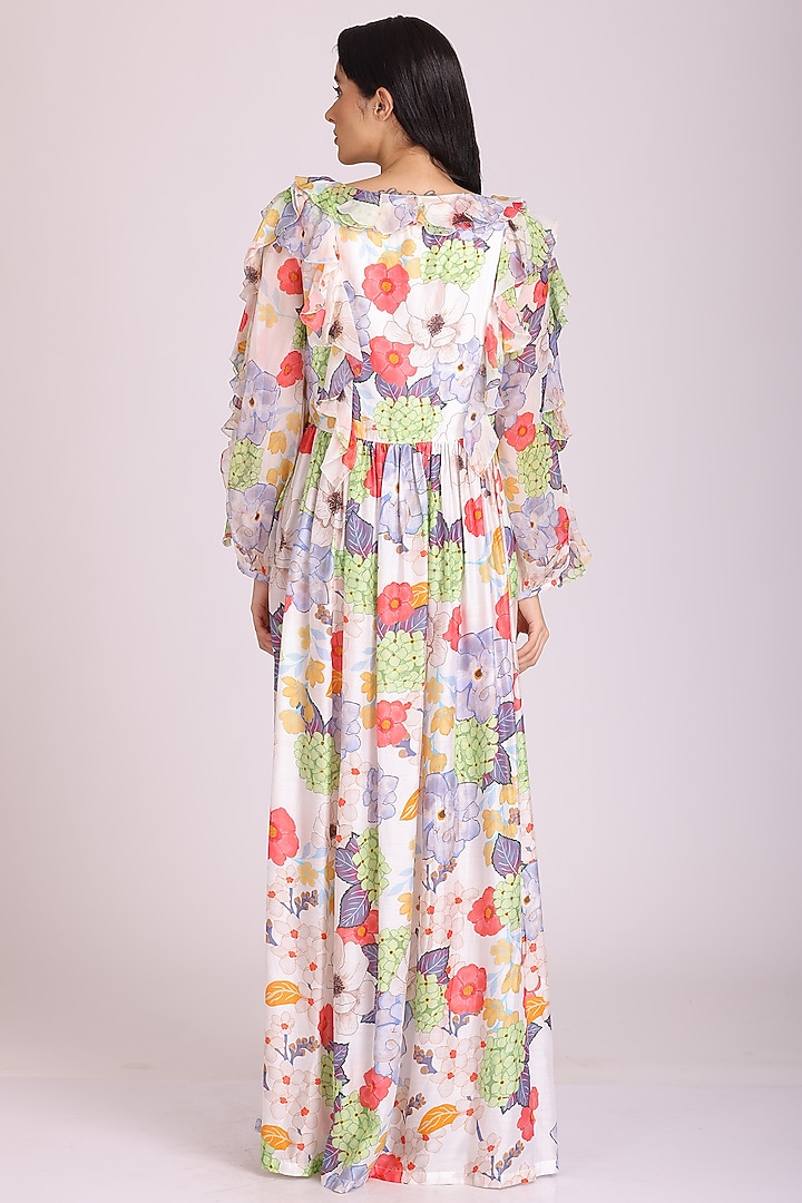 White Printed Vacation Dress by Alpona Designs at Pernia's Pop Up Shop