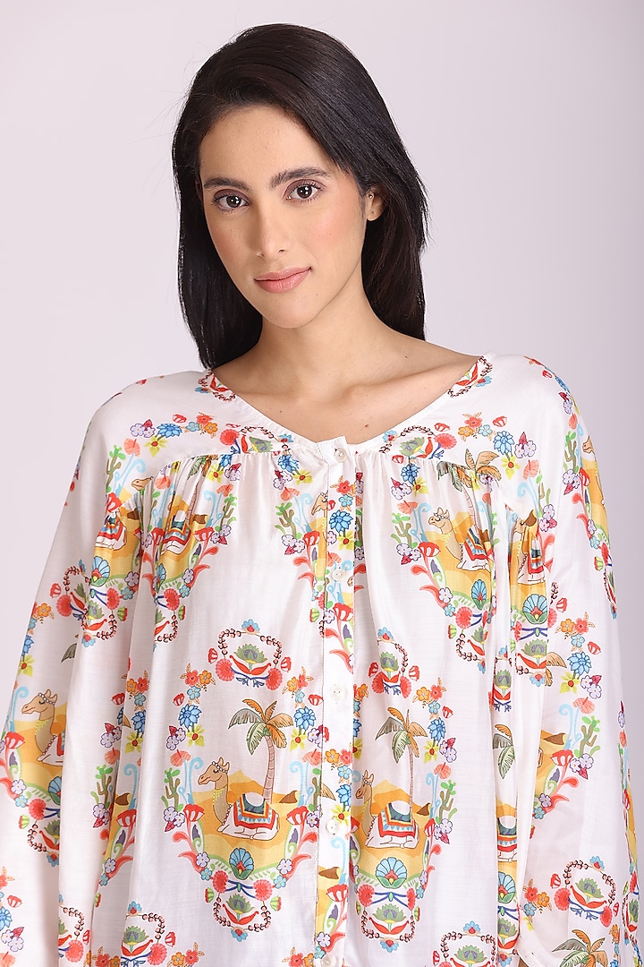 White Printed Top by Alpona Designs at Pernia's Pop Up Shop