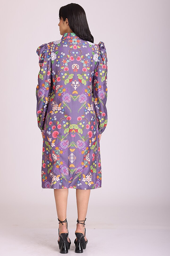 Purple Floral Printed Jacket by Alpona Designs at Pernia's Pop Up Shop