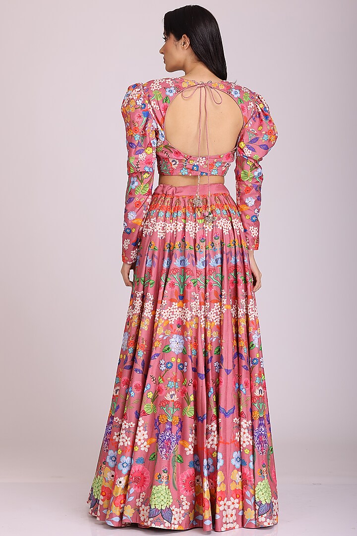 Pink Printed Wedding Lehenga Set by Alpona Designs at Pernia's Pop Up Shop