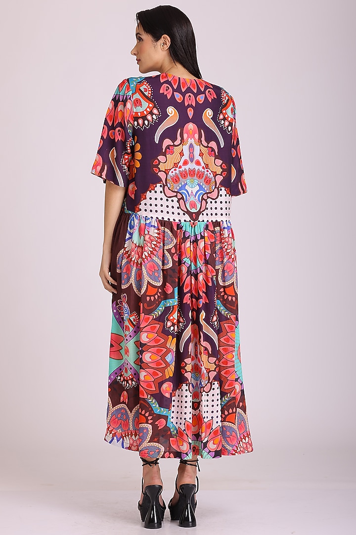 Multi-Colored Cotton Silk Printed Vacation Dress by Alpona Designs at Pernia's Pop Up Shop