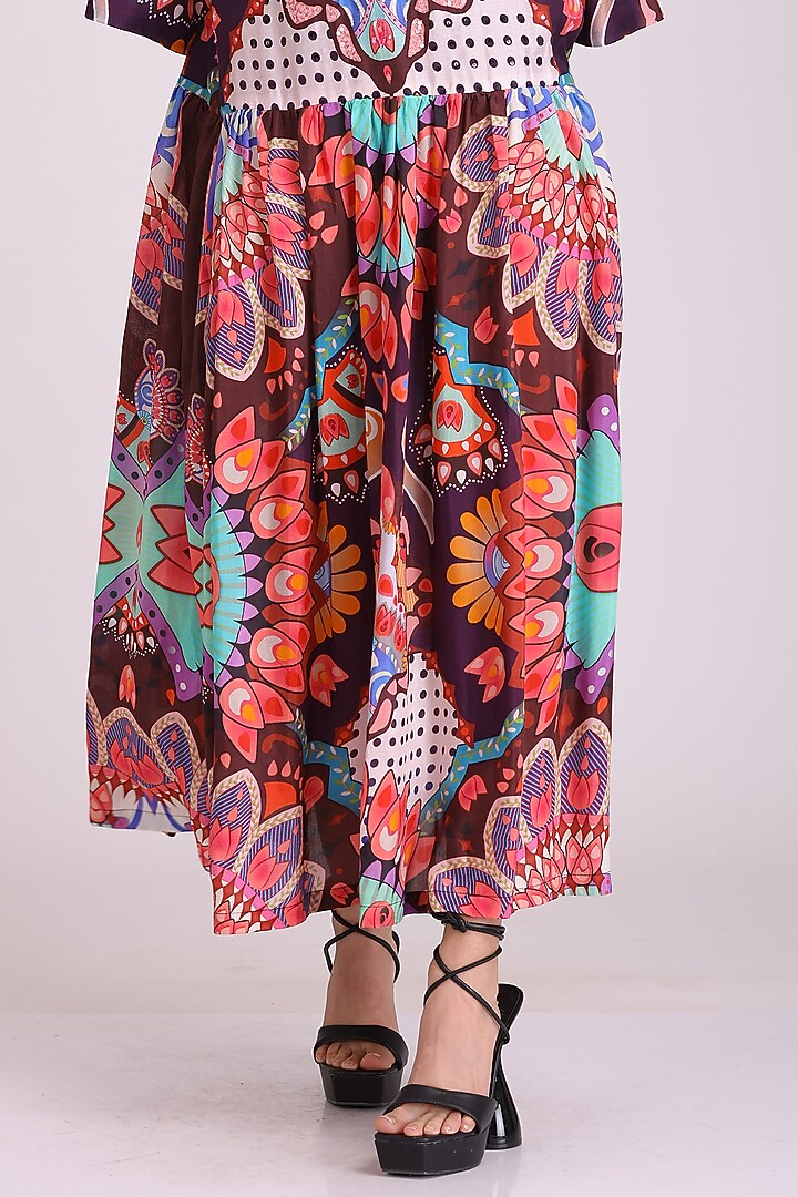 Multi-Colored Cotton Silk Printed Vacation Dress by Alpona Designs at Pernia's Pop Up Shop