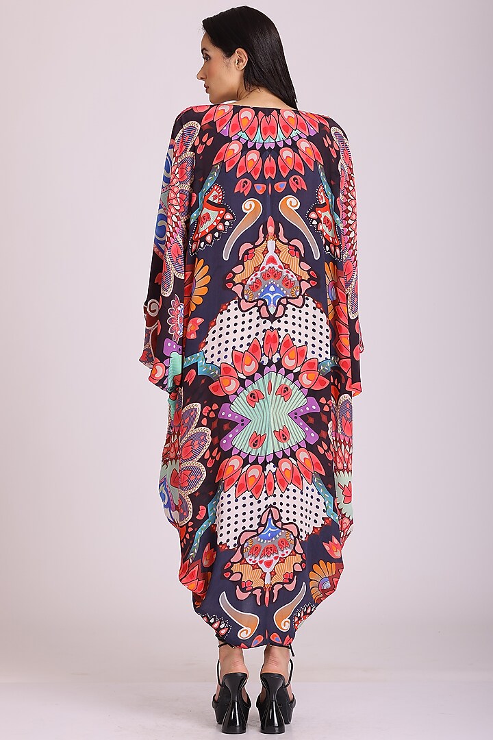 Multi-Colored Natural Crepe Printed Kaftan by Alpona Designs at Pernia's Pop Up Shop