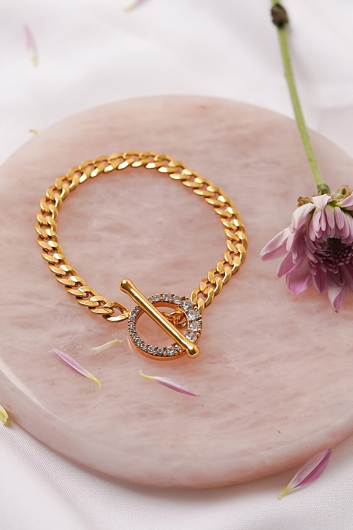 Gold Plated Zircon Chain Bracelet by ALSO - A Look to Stand Out