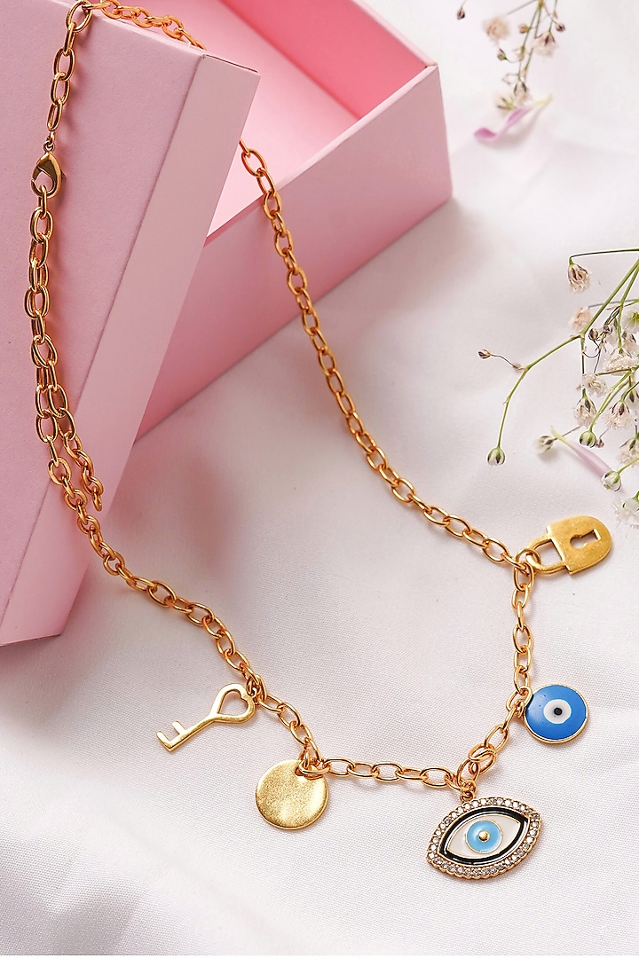 Gold Finish Evil Eye Necklace by ALSO - A Look to Stand Out