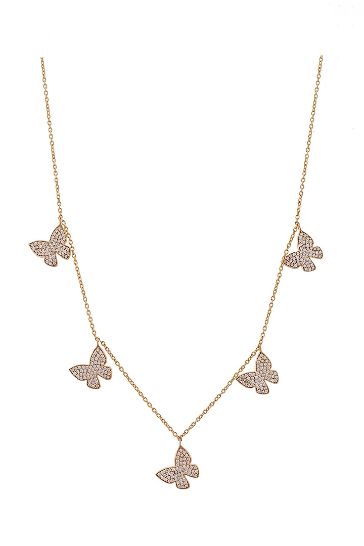 Gold Finish Butterfly Necklace In Sterling Silver by ALSO - A Look to Stand Out