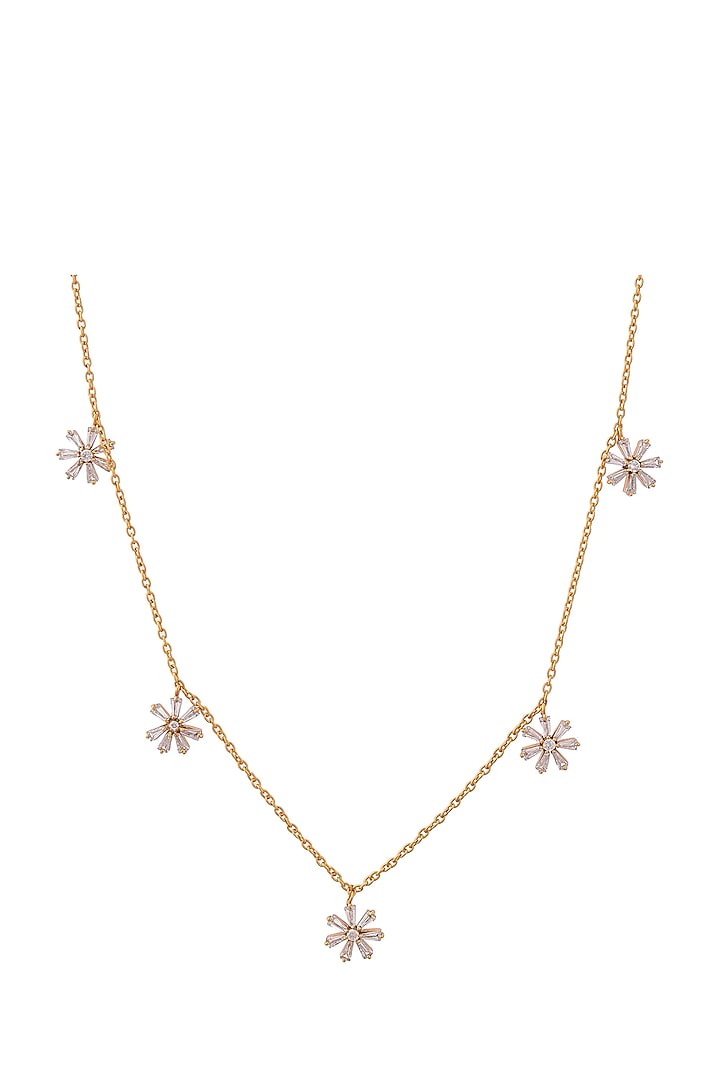 Gold Finish Floral Necklace In Sterling Silver by ALSO - A Look to Stand Out