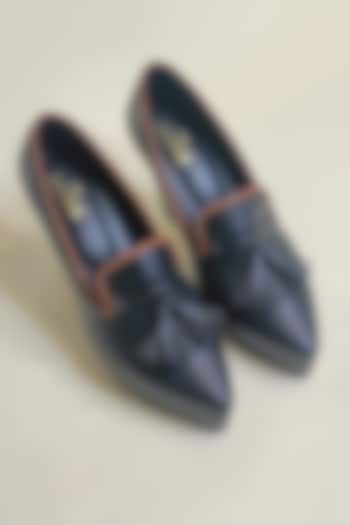 Black Vegan Faux Leather Oxford Loafer Pumps Heels by The Alter at Pernia's Pop Up Shop
