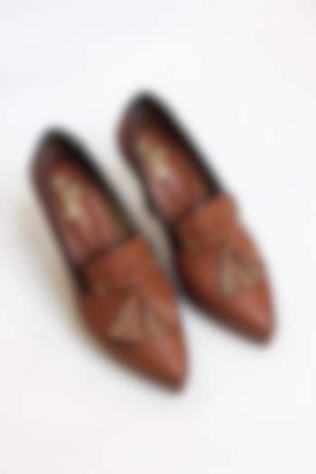 Tan Vegan Faux Leather Oxford Loafer Pumps Heels by The Alter at Pernia's Pop Up Shop