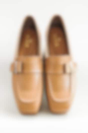 Beige Vegan Faux Leather Loafers by The Alter