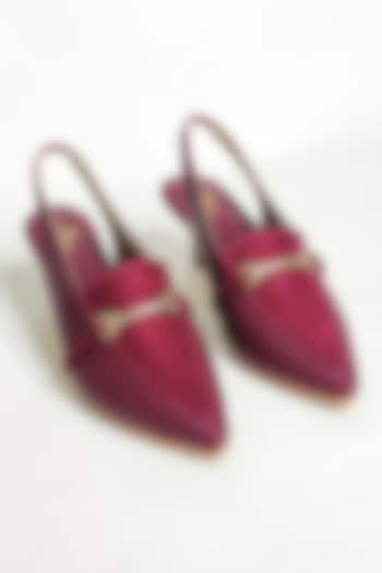 Maroon Suede Slingback Stilettos by The Alter at Pernia's Pop Up Shop