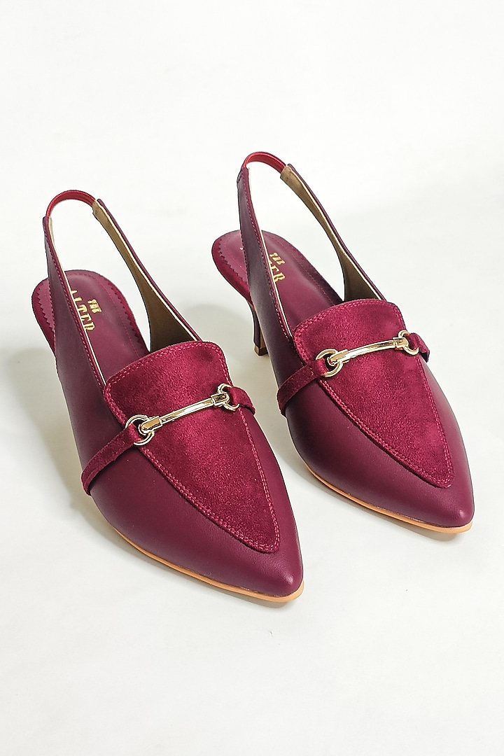 Maroon Suede Slingback Stilettos by The Alter at Pernia's Pop Up Shop