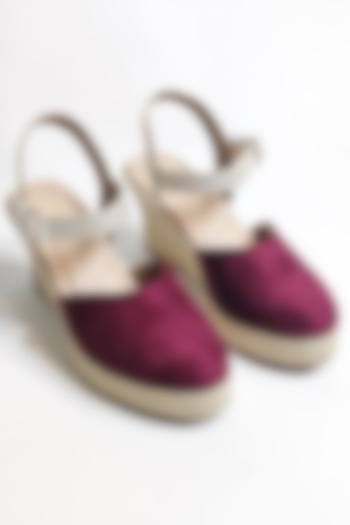 Maroon Suede Wedges by The Alter at Pernia's Pop Up Shop