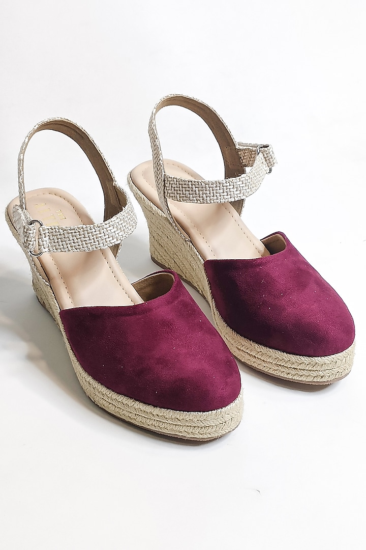 Maroon Suede Wedges by The Alter at Pernia's Pop Up Shop