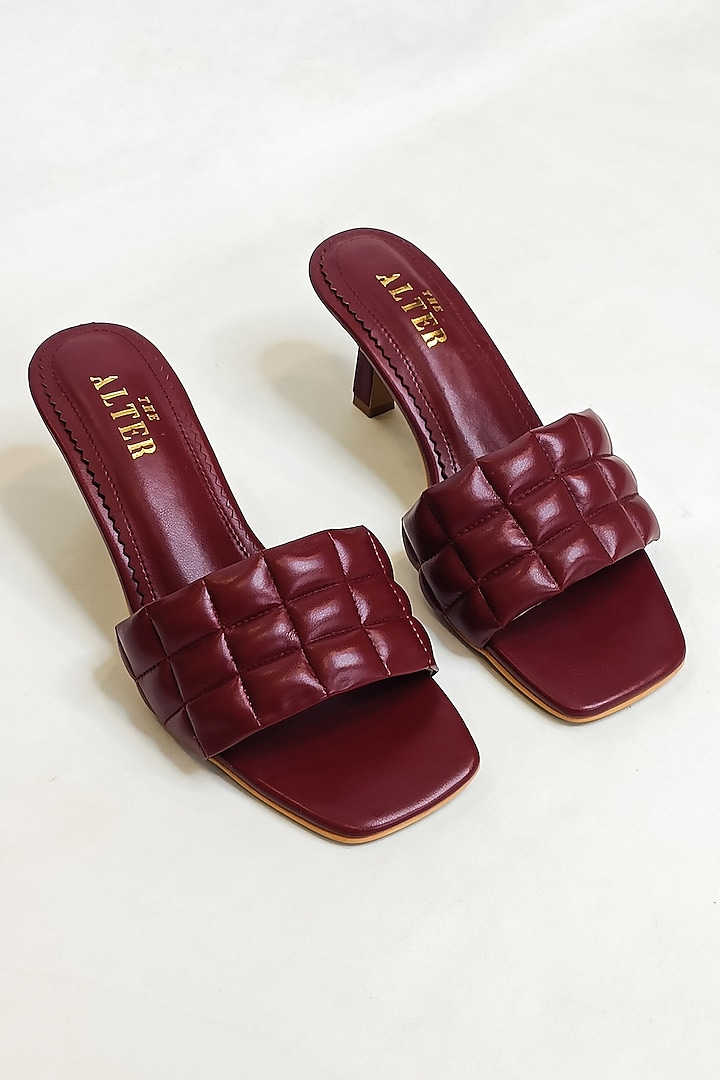 Maroon Vegan Faux Leather Quilted Stilettos by The Alter