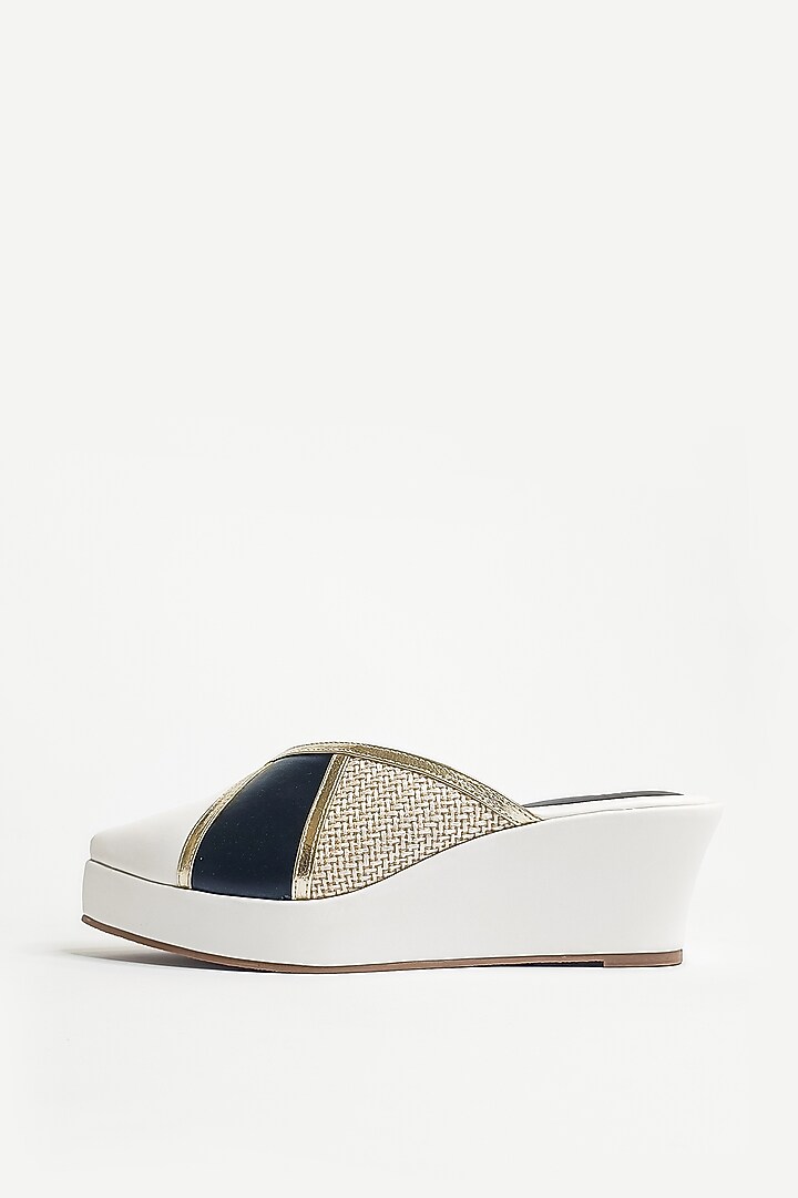 Black & White Vegan Faux Leather Pointed Mules by The Alter at Pernia's Pop Up Shop