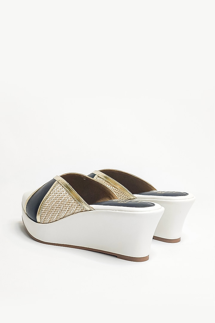 Black & White Vegan Faux Leather Pointed Mules by The Alter at Pernia's Pop Up Shop