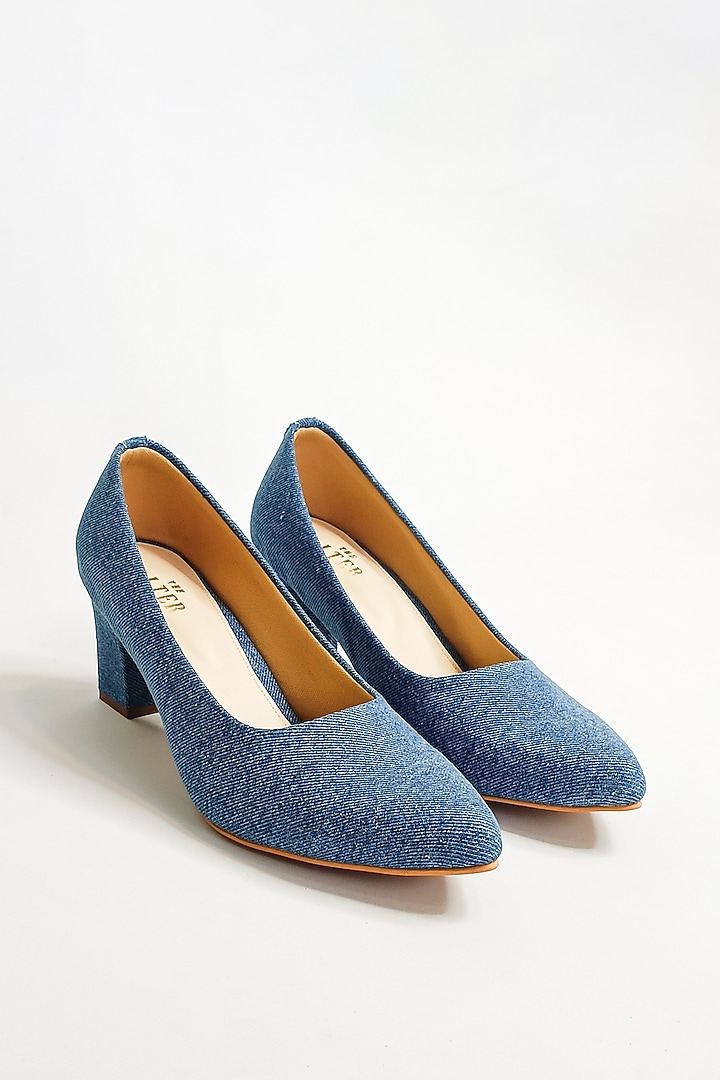 Blue Denim Pointed Pumps by The Alter at Pernia's Pop Up Shop