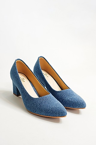 Blue Denim Pointed Pumps by The Alter