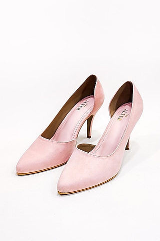 Pink Suede Pointed Pumps by The Alter
