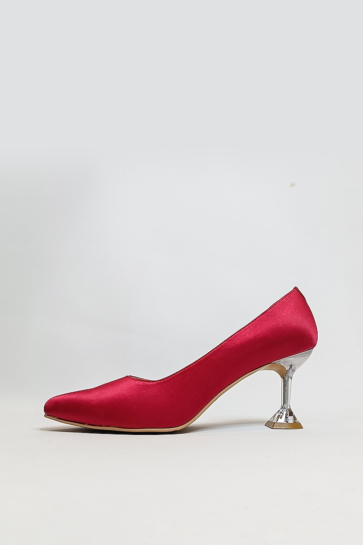 Red Satin Pumps by The Alter at Pernia's Pop Up Shop