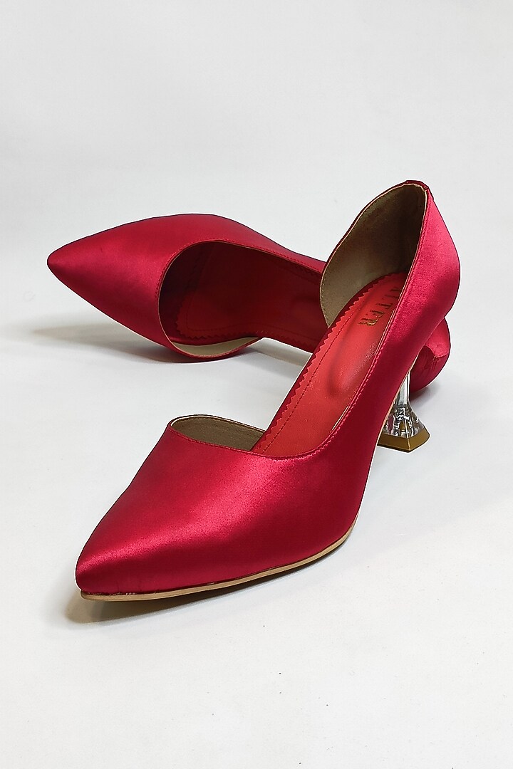 Red Satin Pumps by The Alter at Pernia's Pop Up Shop