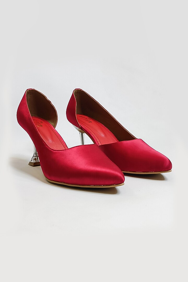 Red Satin Pumps by The Alter at Pernia's Pop Up Shop