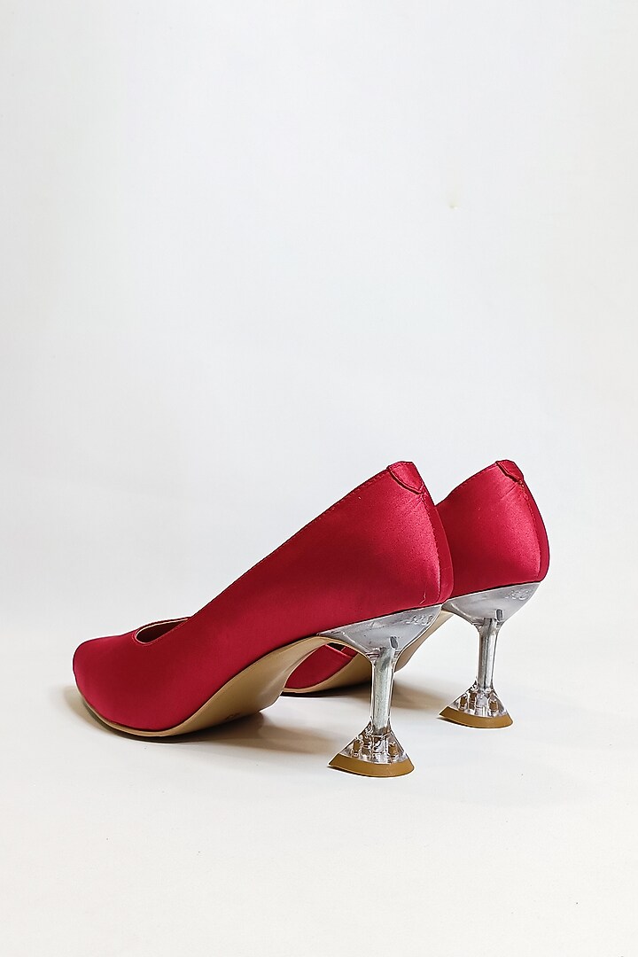 Red Satin Pumps by The Alter at Pernia's Pop Up Shop