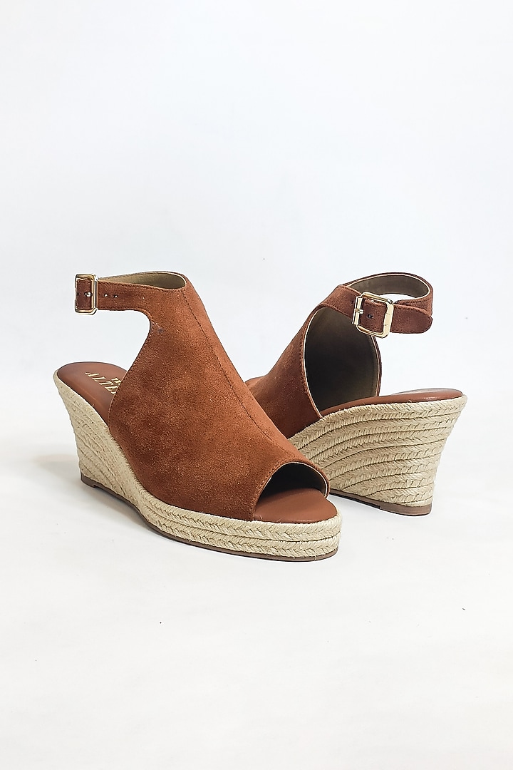 Tan Suede & Jute Mule Style Wedges by The Alter at Pernia's Pop Up Shop
