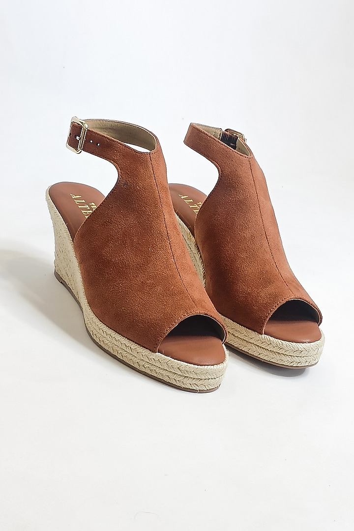 Tan Suede & Jute Mule Style Wedges by The Alter at Pernia's Pop Up Shop