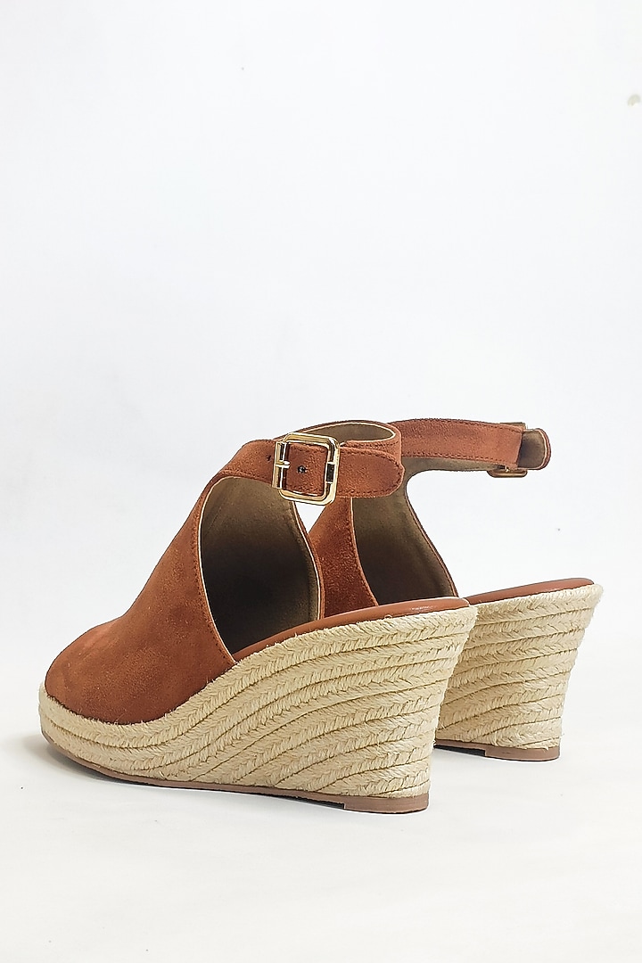 Tan Suede & Jute Mule Style Wedges by The Alter at Pernia's Pop Up Shop