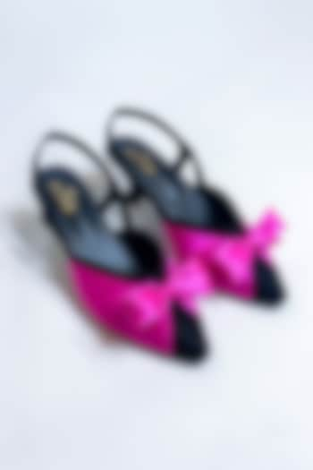 Hot Pink & Black Satin Pumps by The Alter at Pernia's Pop Up Shop