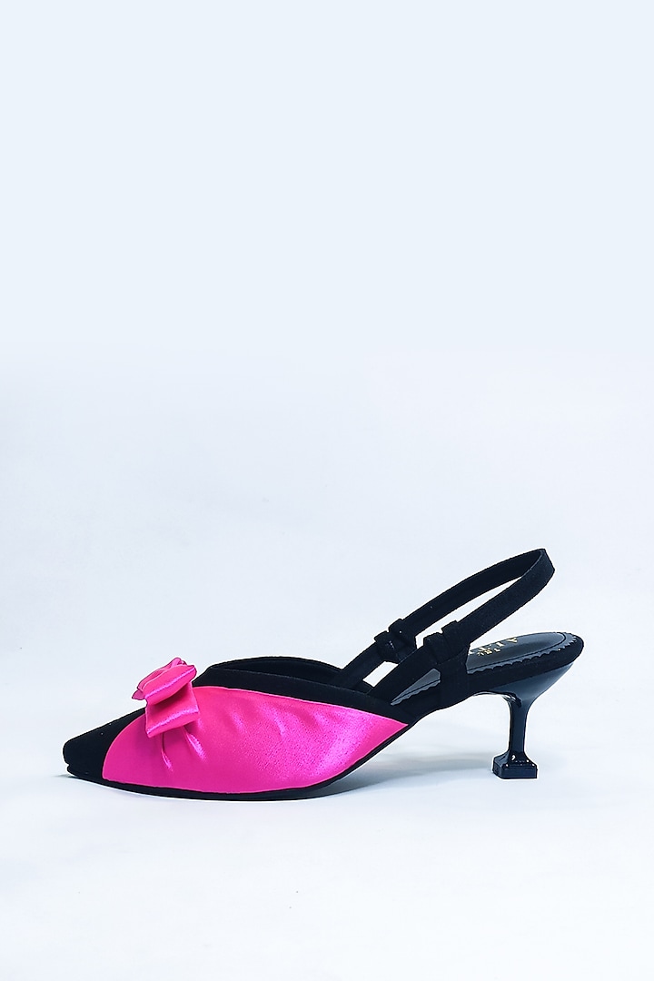 Hot Pink & Black Satin Pumps by The Alter at Pernia's Pop Up Shop