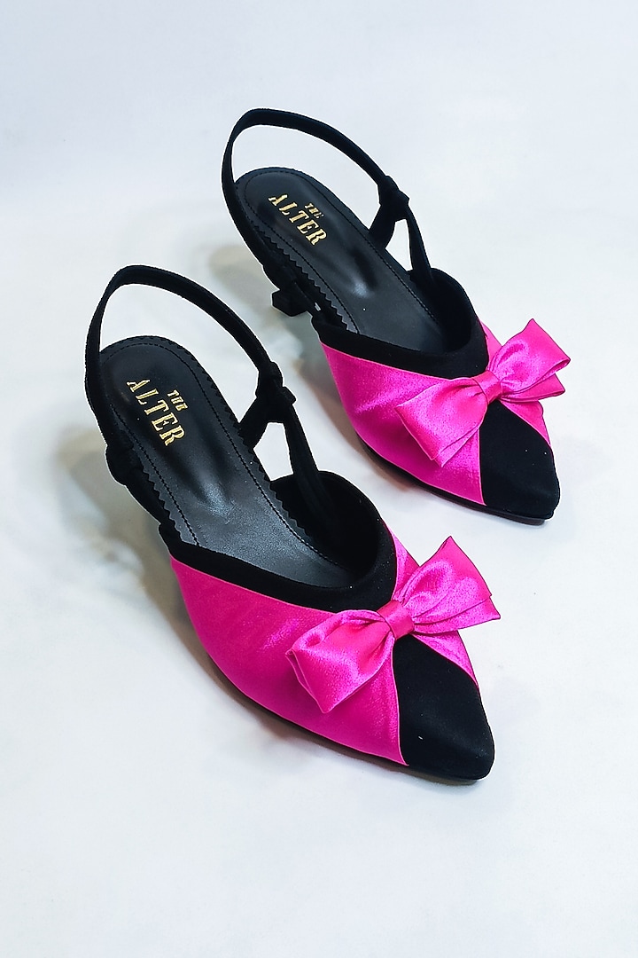 Hot Pink & Black Satin Pumps by The Alter at Pernia's Pop Up Shop