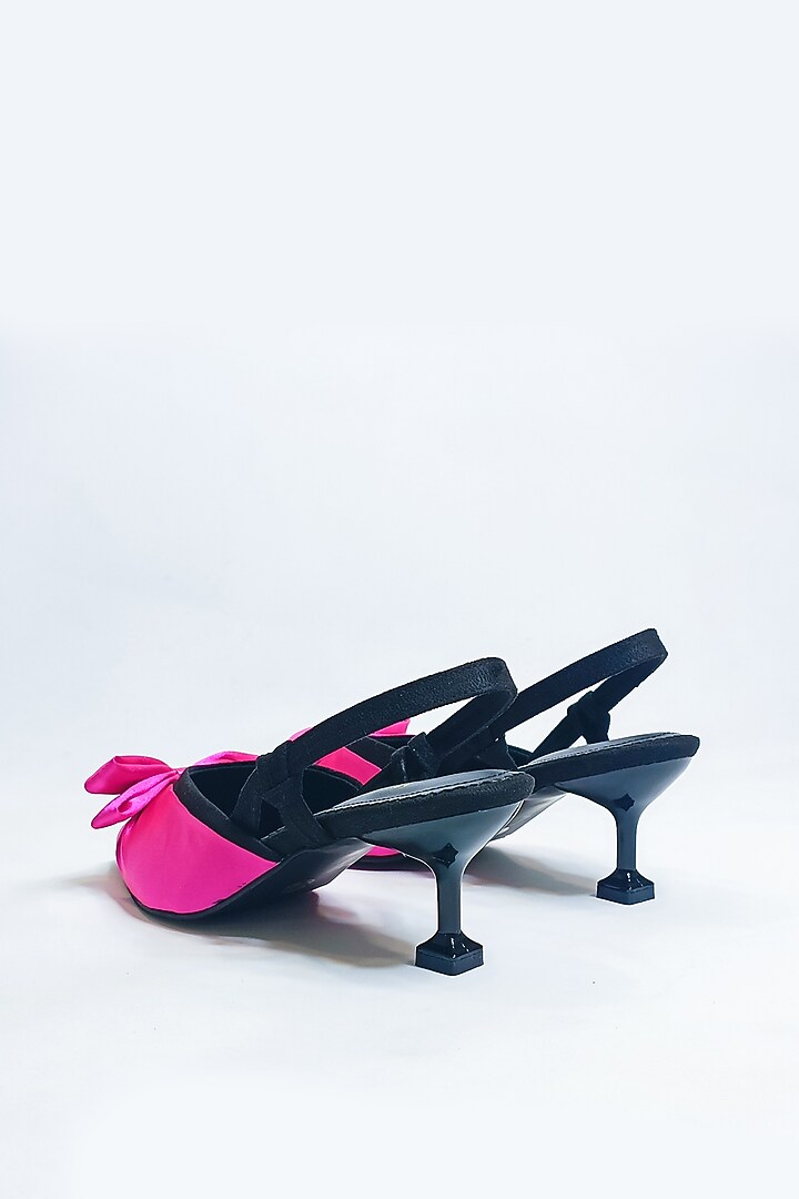 Hot Pink & Black Satin Pumps by The Alter at Pernia's Pop Up Shop