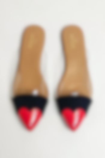 Red Vegan Faux Leather Heart Flats by The Alter at Pernia's Pop Up Shop