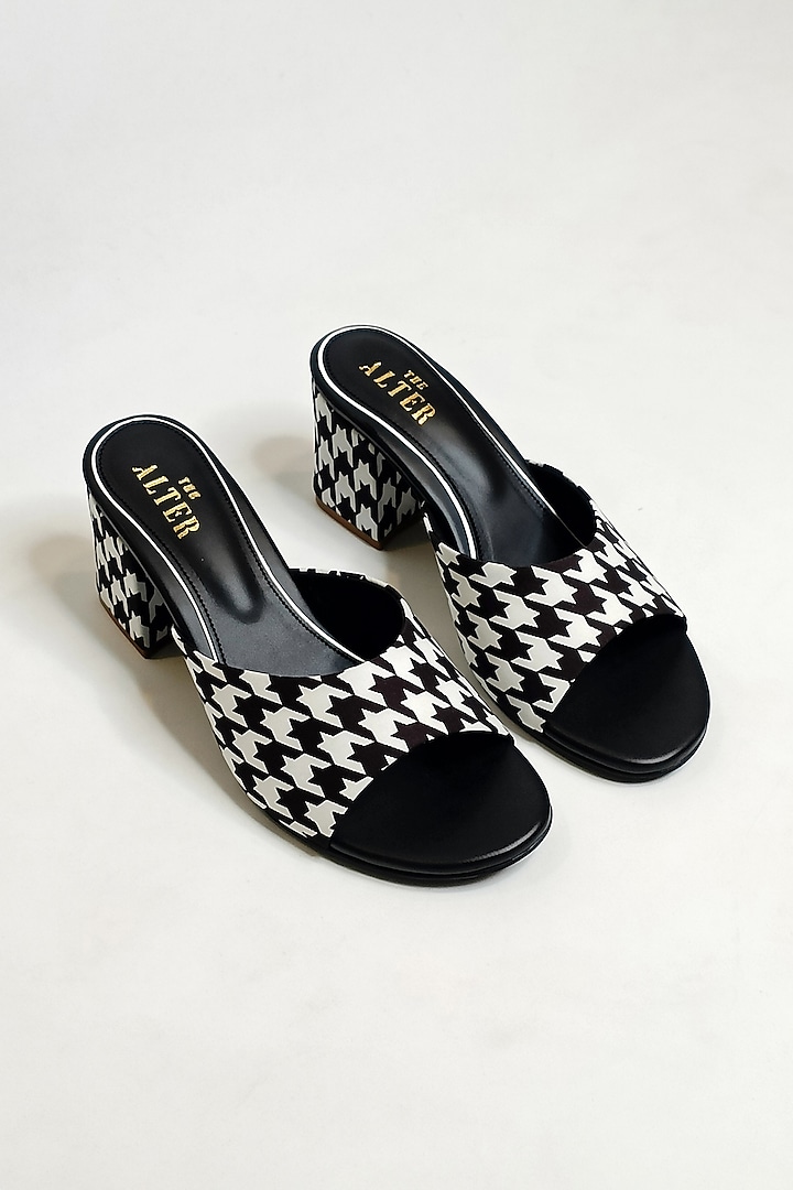 Black & White Polyester Printed Block Heels by The Alter at Pernia's Pop Up Shop