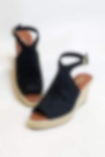 Black Suede & Jute Wedges by The Alter at Pernia's Pop Up Shop