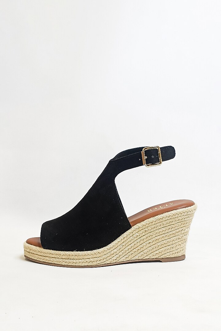 Black Suede & Jute Wedges by The Alter at Pernia's Pop Up Shop