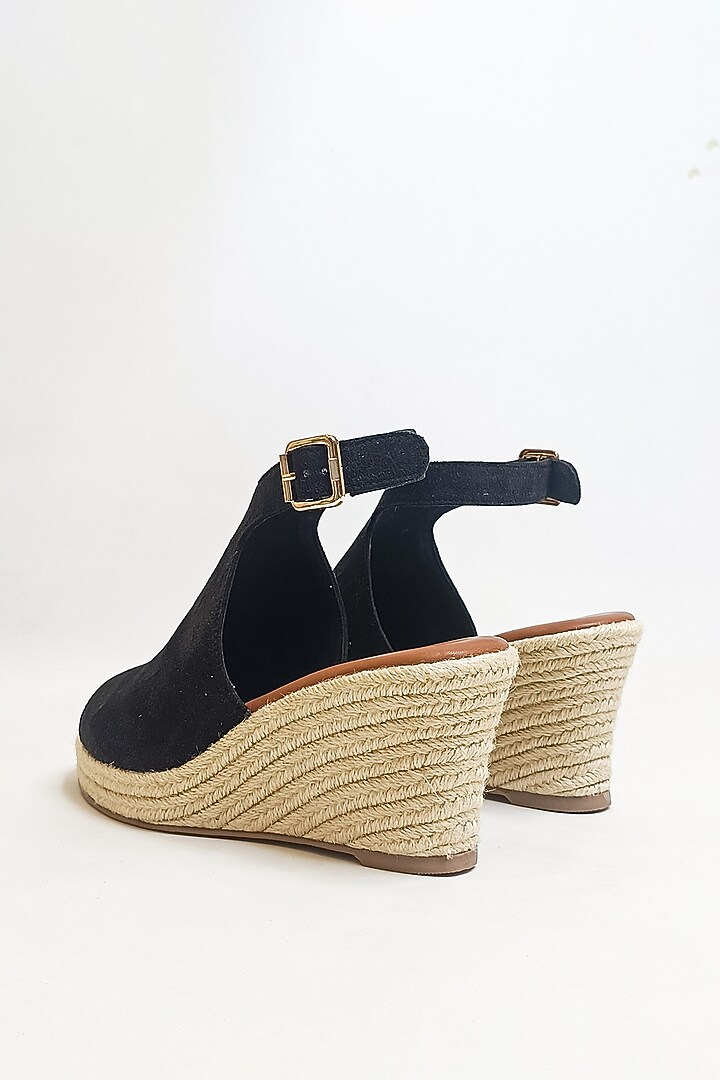 Black Suede & Jute Wedges by The Alter at Pernia's Pop Up Shop