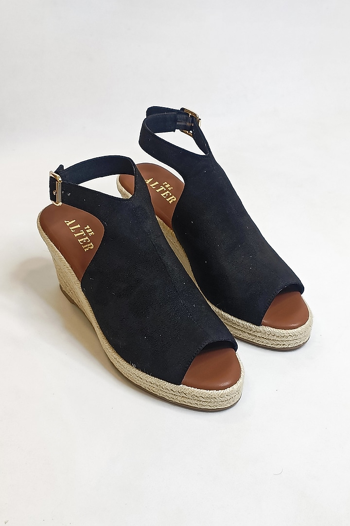 Black Suede & Jute Wedges by The Alter at Pernia's Pop Up Shop