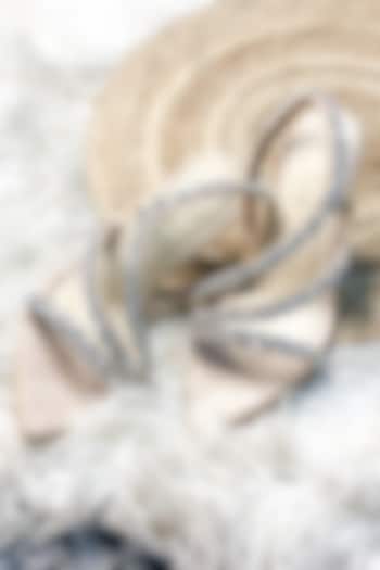 Beige Suede Rhinestone Embellished Stiletto Heels by The Alter at Pernia's Pop Up Shop